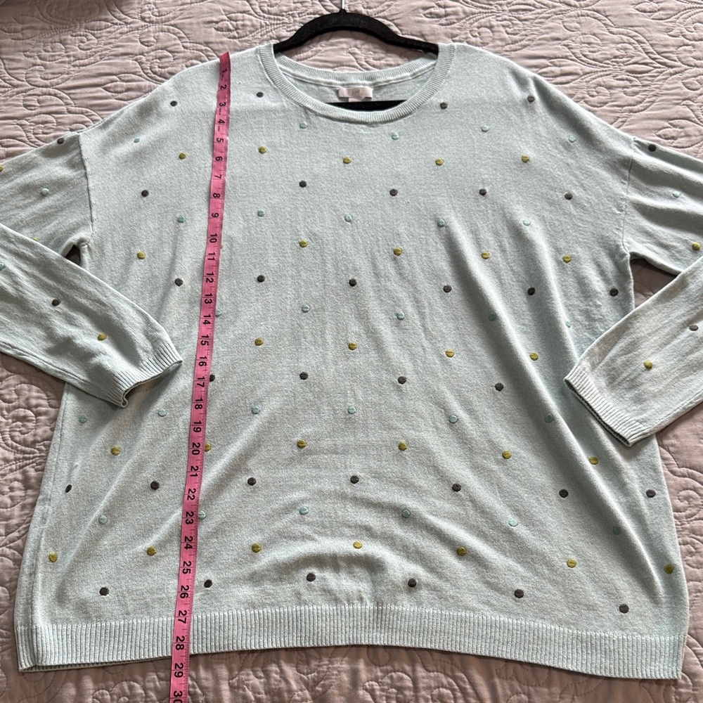 NWT J. Jill Polka Dot Sweater Robin’s Egg Blue size Large Tall - Picture 12 of 13